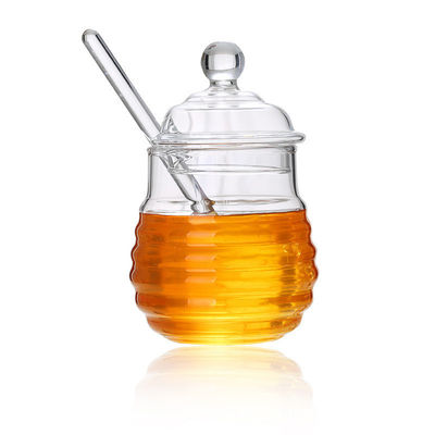 友好的なDripper耐熱性Ecoが付いているホウケイ酸ガラスの蜂蜜の瓶 サプライヤー