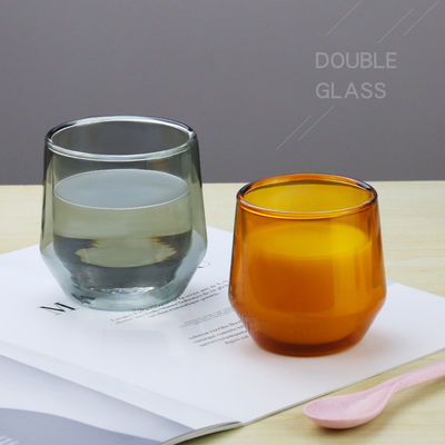 物質的な二重壁のThermosのガラス コーヒー カップの手によって吹かれるホウケイ酸ガラス サプライヤー