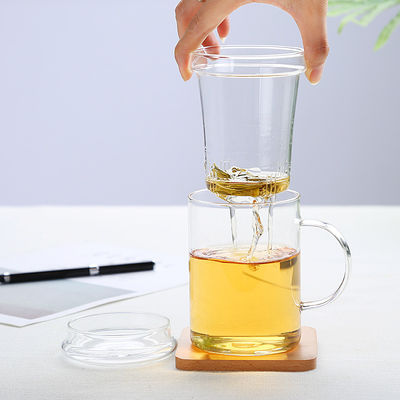 14oz/420mlふたの耐久の緩い葉の茶マグが付いているガラス茶Infuserのコップ サプライヤー