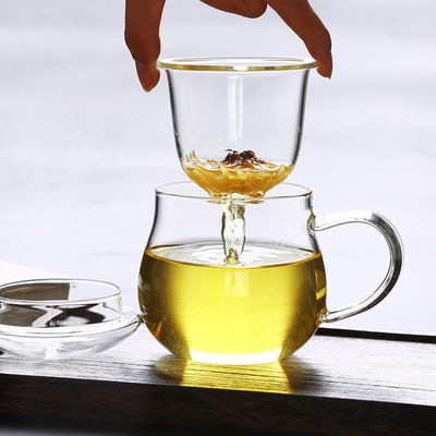 茶Infuserのスリー ピースのガラス マグ、透明な耐熱性ガラス コップ サプライヤー