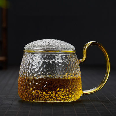 反熱400mlティー カップ、咲くこと/緩い葉のふたが付いているガラス茶マグ サプライヤー