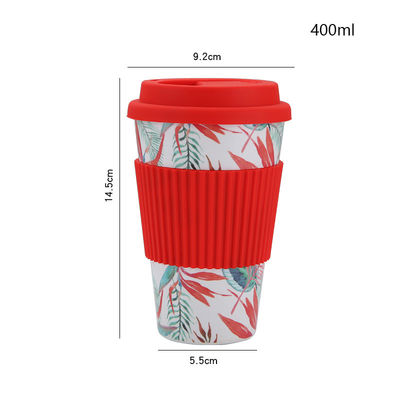 シリコーン カバーが付いている生物分解性400mlタケ繊維のコーヒー カップ サプライヤー