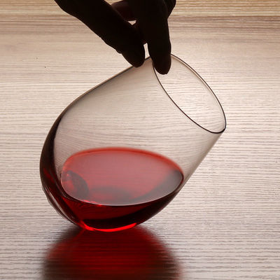 FDAの飲料手の膨らんだ375ml Stemlessワイン グラス サプライヤー