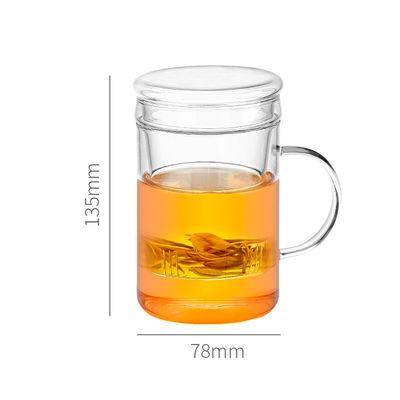 14oz/420mlふたの耐久の緩い葉の茶マグが付いているガラス茶Infuserのコップ サプライヤー