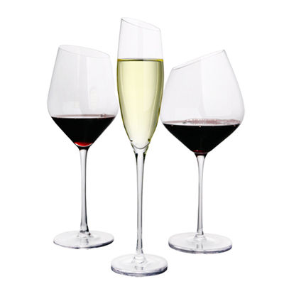 傾いた企業450mlのワイン グラス、シャンペン独特な定形水晶ガラス サプライヤー