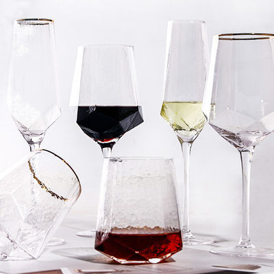 明確な水晶ワイン グラスの菱形の無鉛ゴブレットOEMサービス サプライヤー