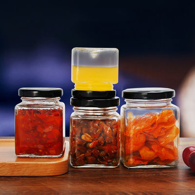 正方形の蜂の蜂蜜ガラス キャンデーの瓶、使いやすい耐久のガラス食品容器 サプライヤー